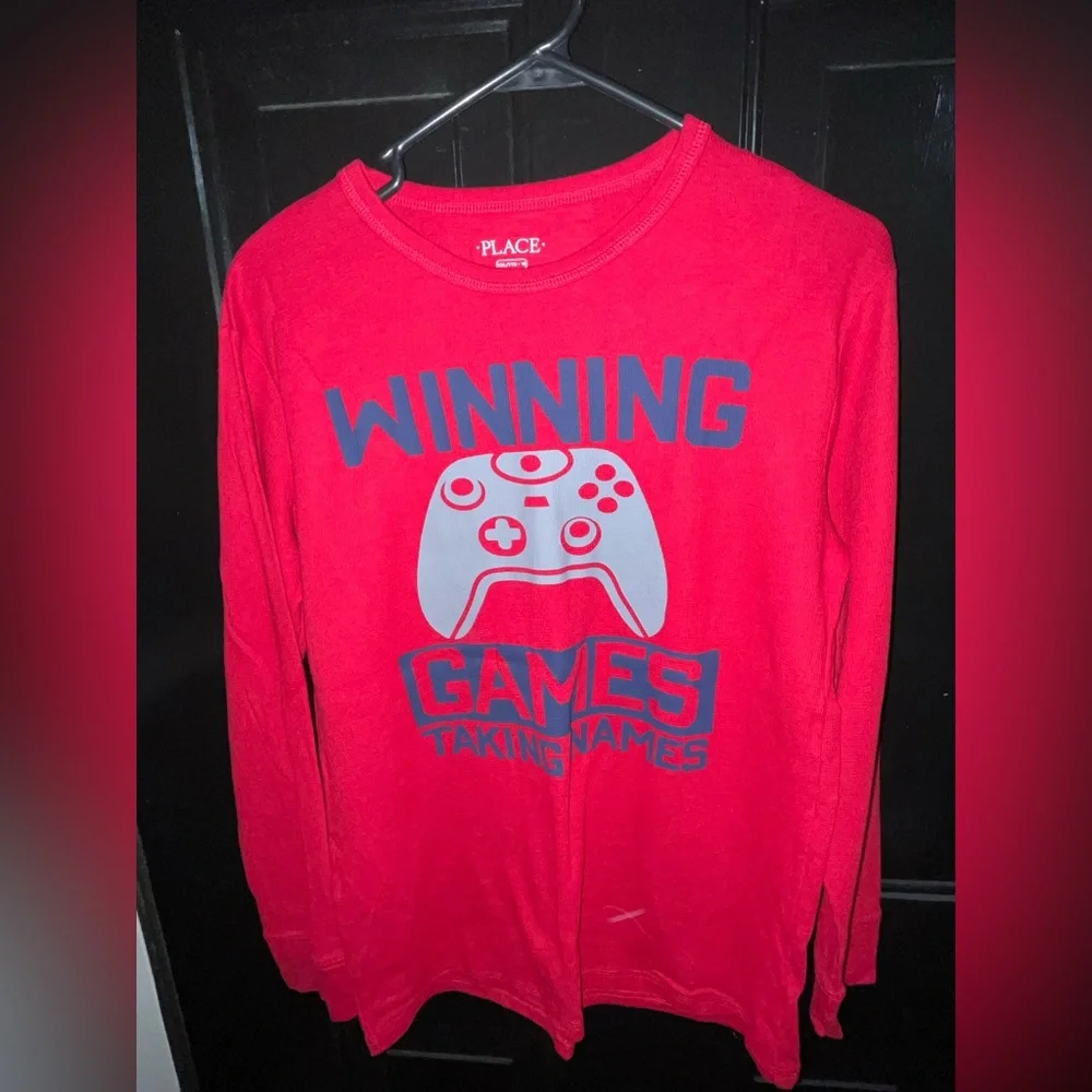 EUC Children’s Place Boys “Winning Games Taking Names” Thermal Top - Sz XXL/16